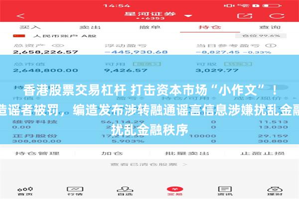 香港股票交易杠杆 打击资本市场“小作文” ！三名造谣者被罚，编造发布涉转融通谣言信息涉嫌扰乱金融秩序