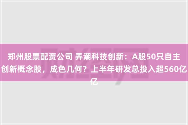 郑州股票配资公司 弄潮科技创新：A股50只自主创新概念股，成色几何？上半年研发总投入超560亿