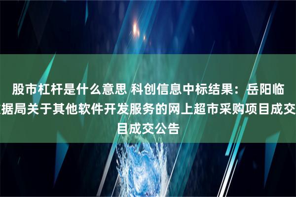 股市杠杆是什么意思 科创信息中标结果：岳阳临湘数据局关于其他软件开发服务的网上超市采购项目成交公告