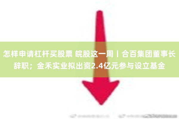 怎样申请杠杆买股票 皖股这一周丨合百集团董事长辞职；金禾实业拟出资2.4亿元参与设立基金